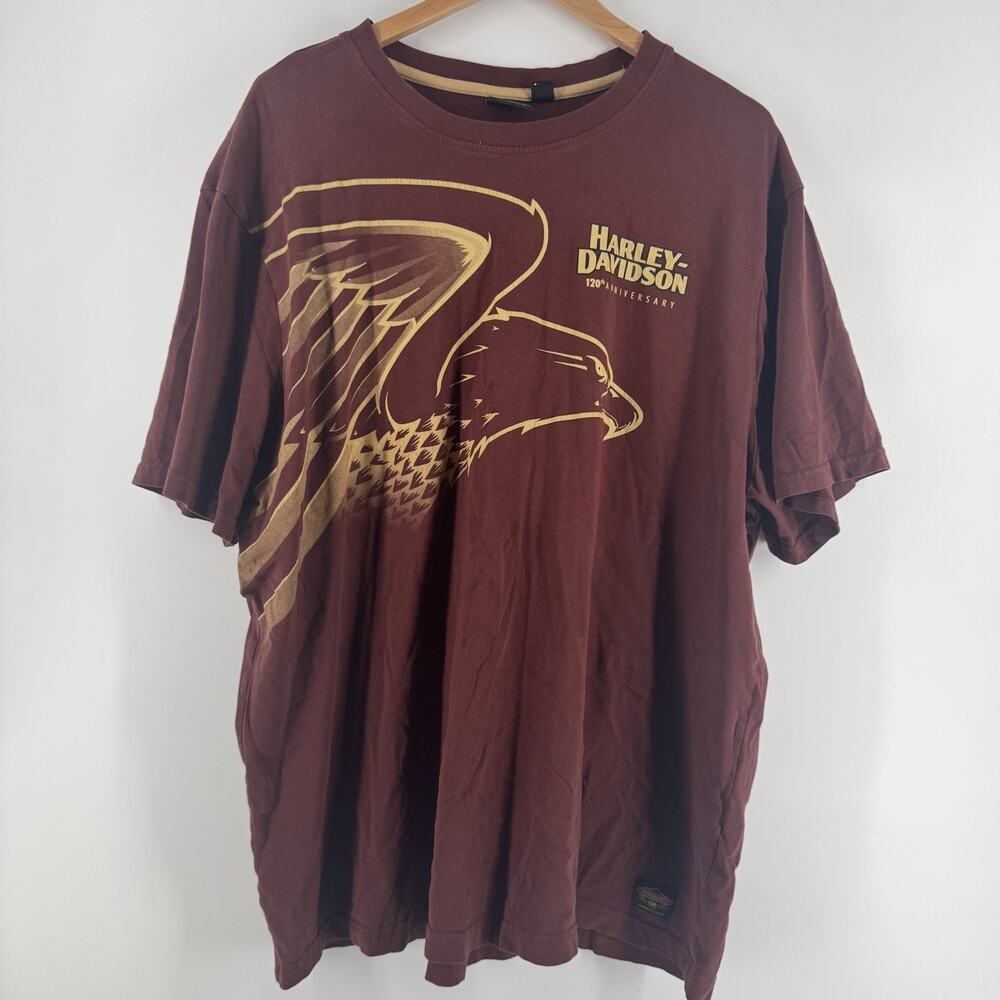 Harley-Davidson Men 2x Red Maroon 120th Anniversary Eagle Graphic T-Shirt